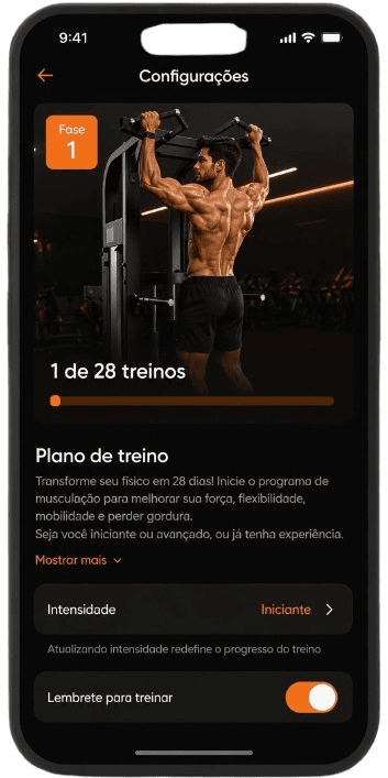 Plano de treino no app